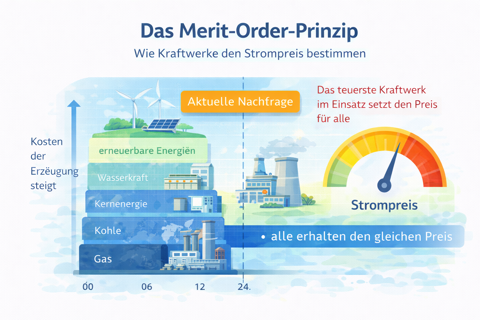Das Merit-Order-Prinzip: Warum Strompreise so entstehen, wie sie entstehen!